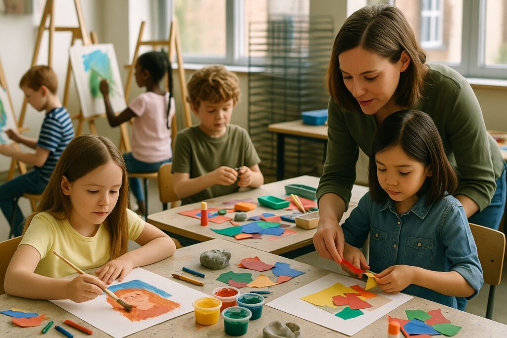 children creating art with teacher directory | GPS: 49.150394, -122.516777