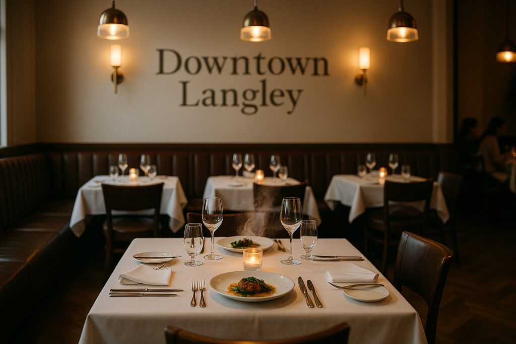 downtown langleys elegant restaurant interior setup | GPS: 49.202371, -122.437403