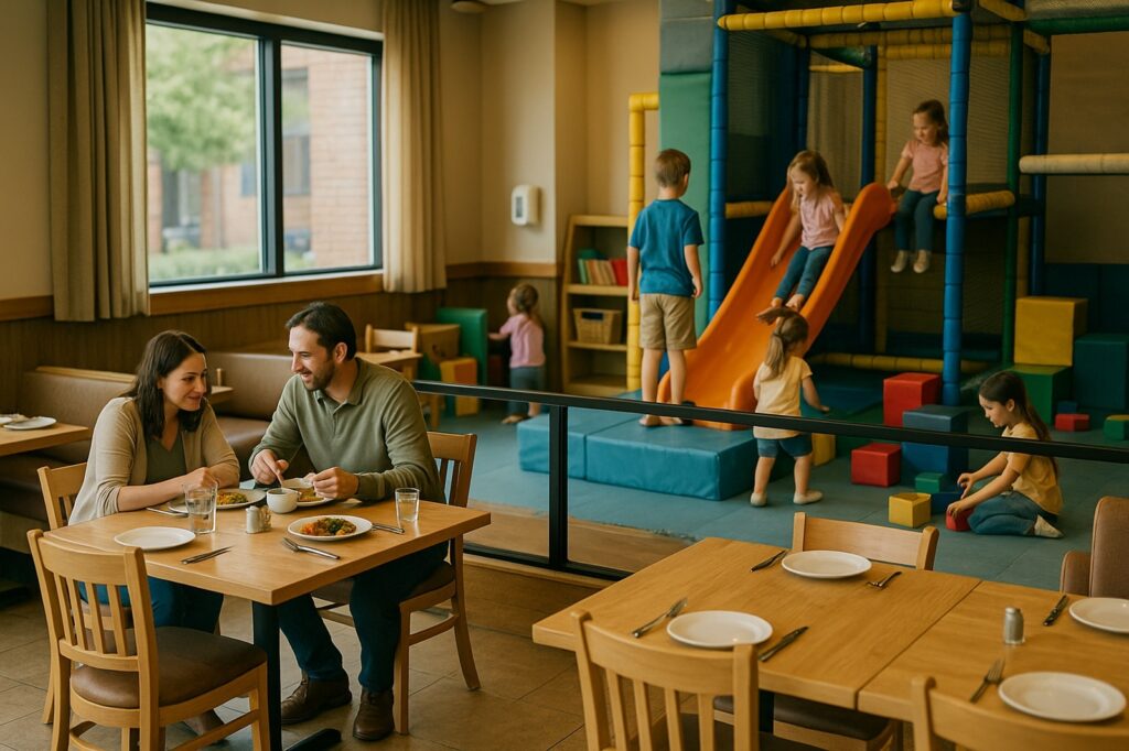 family dining with children playing langley | GPS: 49.190281, -122.455865