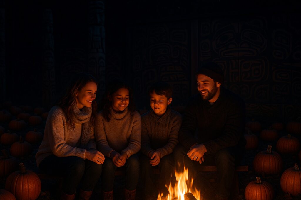 firelight gathering local family pumpkins autumn nights | GPS: 49.131245, -122.546019