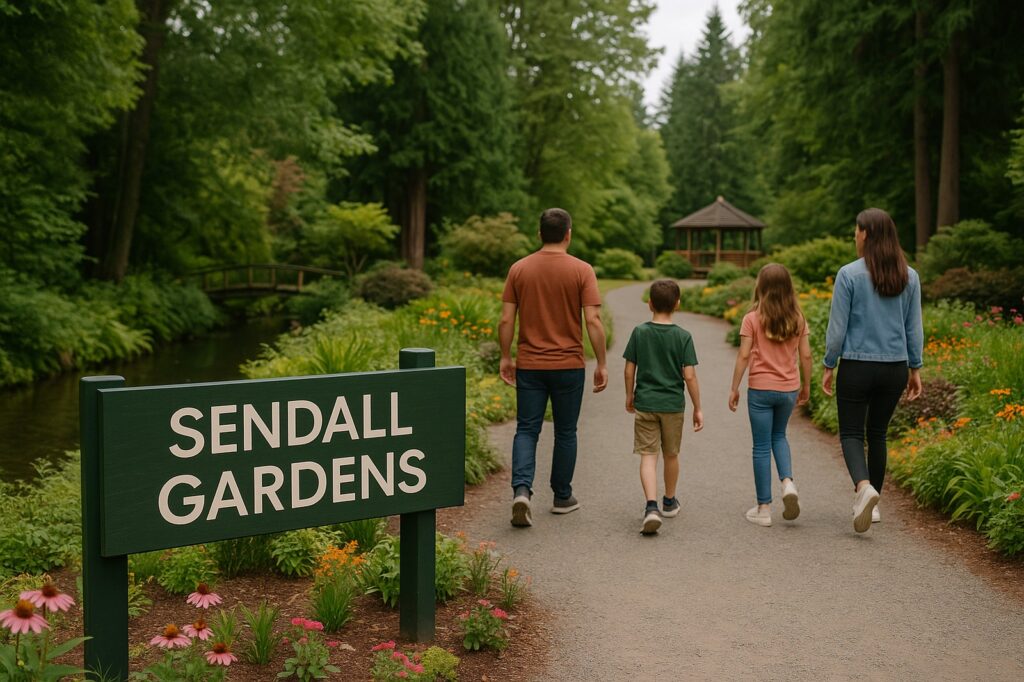 sendall gardens langley family walking in nature | GPS: 49.173152, -122.482022