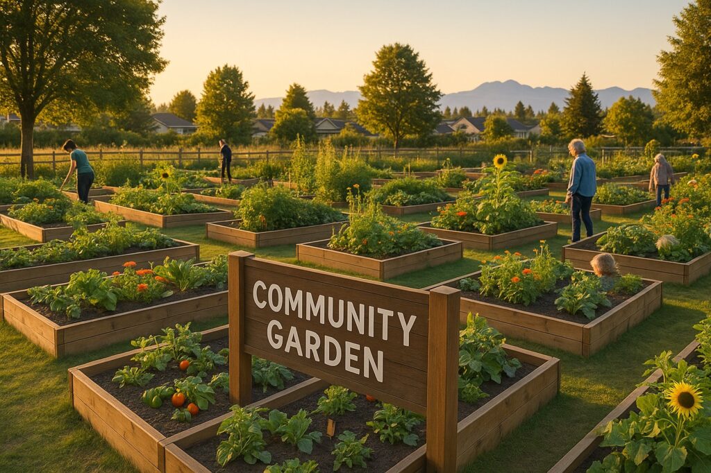 community garden langley sunset people working plants | GPS: 49.185034, -122.463878