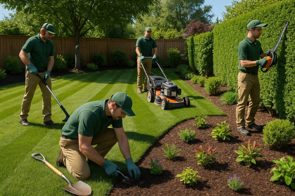 landscaping team working in langley garden tools flowers | GPS: 49.097700, -122.597245