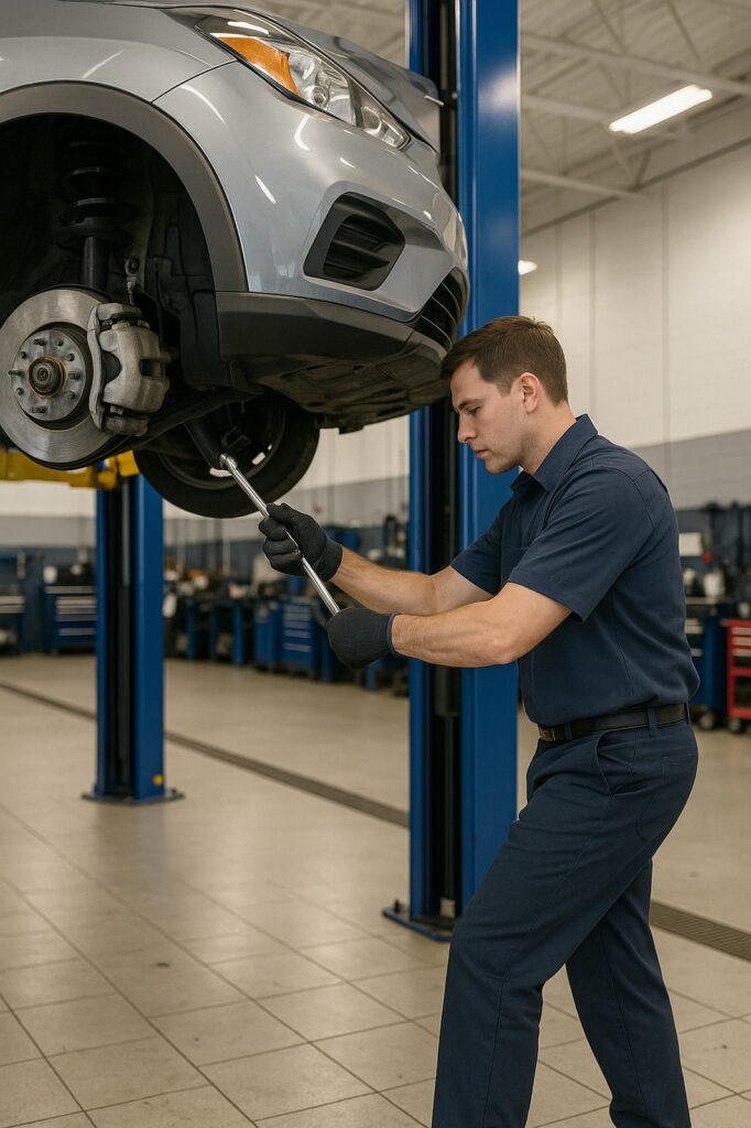 car repair mechanic working under vehicle directory | GPS: 49.161578, -122.499697