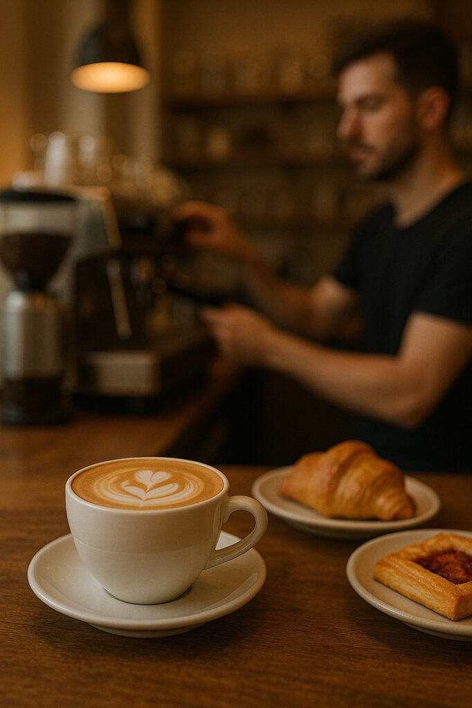 coffee cup croissant pastry langley cozy cafe | GPS: 49.183554, -122.466138