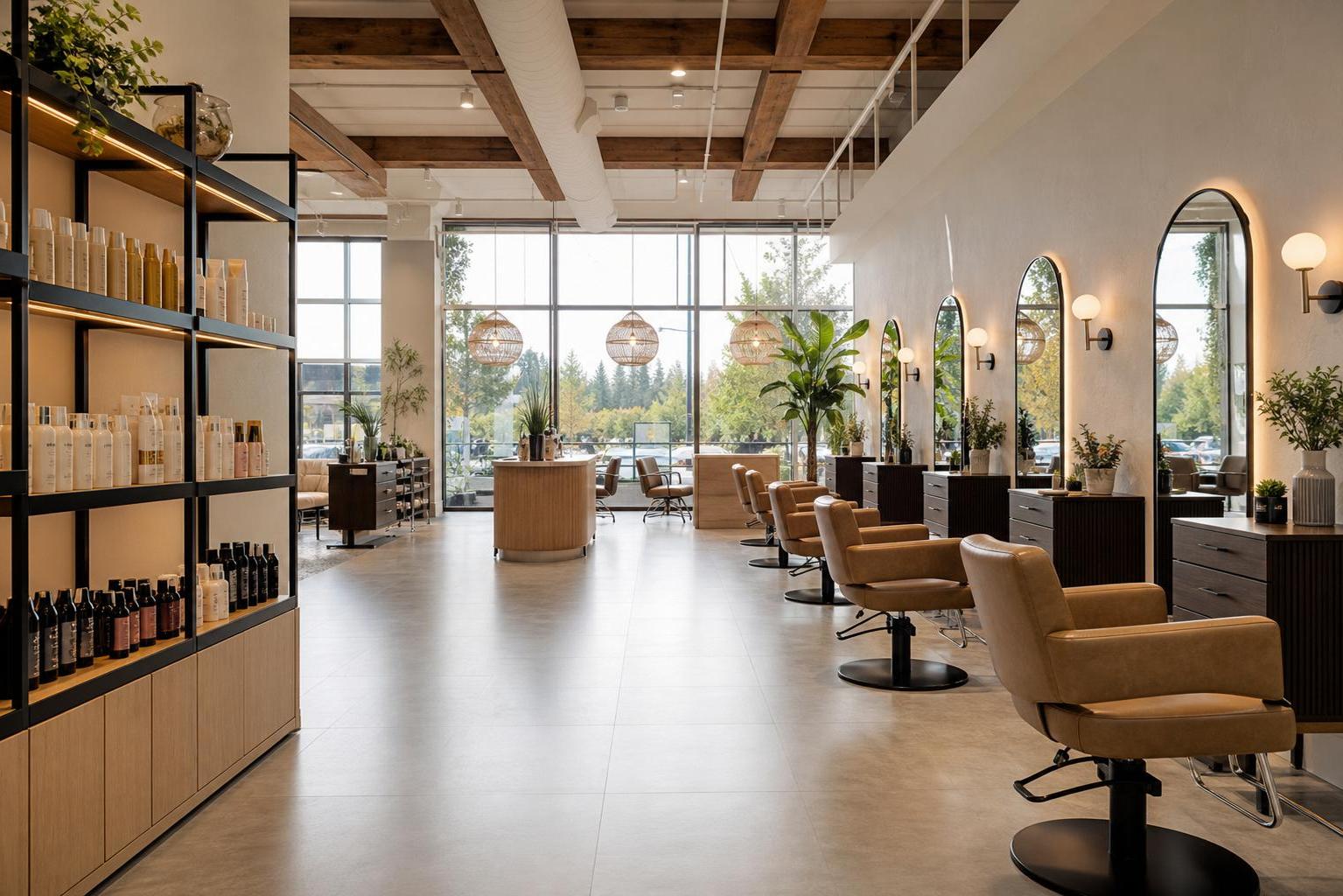 shop3 2 Top Hair Salons in Langley Opulence Salon in Willoughby with sleek mirrors and comfortable salon chairs