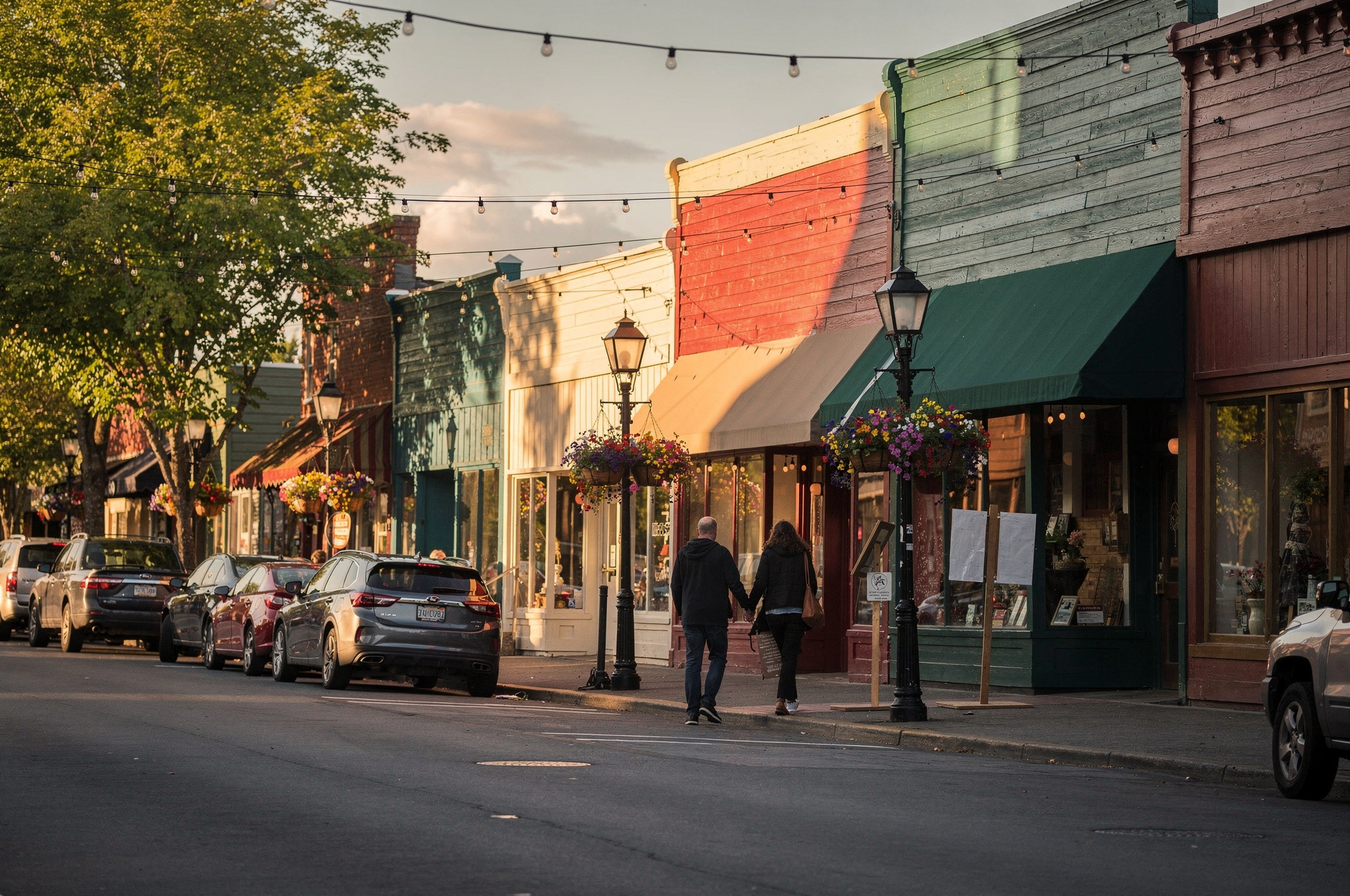 picturesque main street in langlely with boutiques and trees | GPS: 49.116401, -122.568686