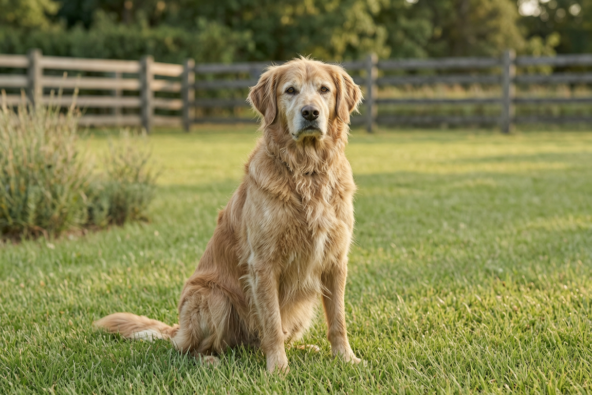 golden retriever sitting in park directory.jpg | GPS: 49.190677, -122.455261